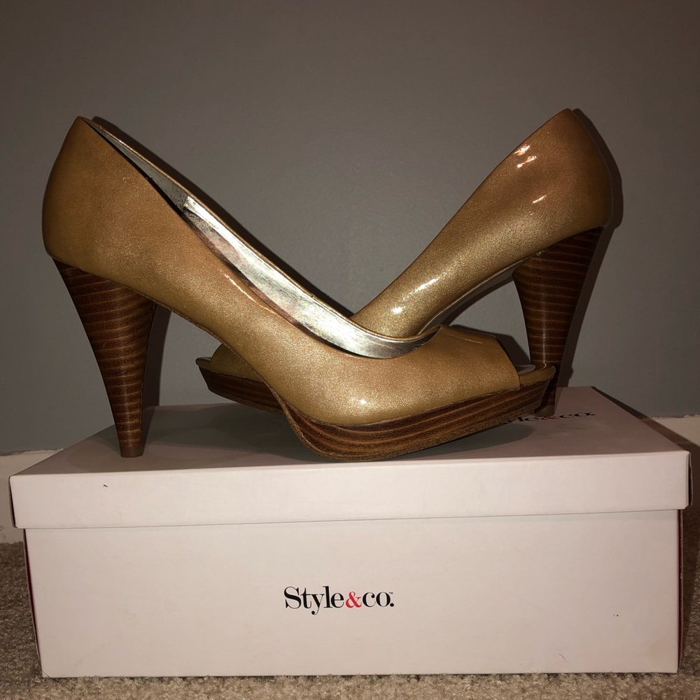 Gold Style&co Peeptoe Heels